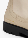 Beige Leather Cleat Mid Chelsea Boots  Women