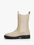 Beige Leather Cleat Mid Chelsea Boots  Women