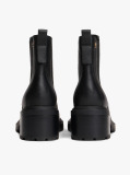 Black Leather Cleat Chelsea Boots  Women