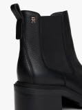 Black Leather Cleat Chelsea Boots  Women