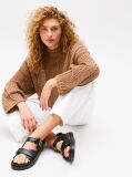 Black TH Monogram Leather Cleat Sandals  Women