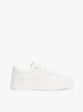 White Leather Platform Court Trainers  Women