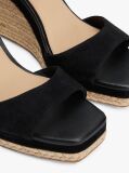 Black TH Monogram Leather Wedge Sandals  Women