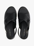 Black TH Monogram Leather Platform Sandals  Women