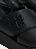 Black TH Monogram Leather Platform Sandals  Women