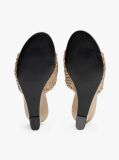 Gold Metallic Leather Crochet Wedge Mules  Women