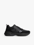Black Leather Patent Chunky Trainers  Women