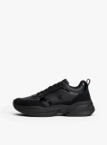 Black Leather Patent Chunky Trainers  Women