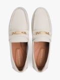 Beige Leather TH Monogram Horsebit Chain Loafers  Women