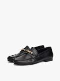 Black Leather TH Monogram Horsebit Chain Loafers  Women