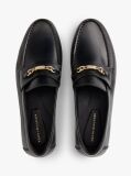 Black Leather TH Monogram Horsebit Chain Loafers  Women
