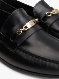 Black Leather TH Monogram Horsebit Chain Loafers  Women