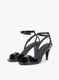Black Patent Leather Ankle Strap High Heel Sandals  Women