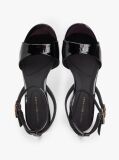 Black Patent Leather Ankle Strap High Heel Sandals  Women
