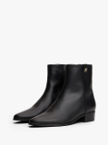 Black Leather Pointed Toe Ankle Boots  Women