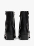 Black Leather Pointed Toe Ankle Boots  Women