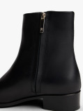 Black Leather Pointed Toe Ankle Boots  Women