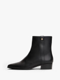Black Leather Pointed Toe Ankle Boots  Women