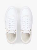 White Leather Mixed Texture Cupsole Trainers  Women