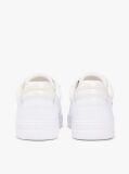White Leather Mixed Texture Cupsole Trainers  Women