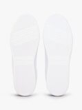 White Leather Mixed Texture Cupsole Trainers  Women