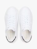 White Snow Leopard Heel Leather Platform Trainers  Women