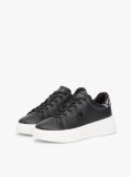 Black Snow Leopard Heel Leather Platform Trainers  Women