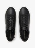 Black Snow Leopard Heel Leather Platform Trainers  Women
