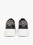 Black Snow Leopard Heel Leather Platform Trainers  Women