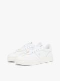 White Debossed TH Monogram Leather Court Trainers  Women