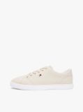 Beige Low Profile Canvas Lace-Up Trainers  Women
