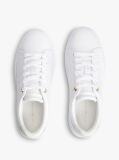 White Leather Metallic Logo Cupsole Trainers  Women
