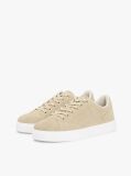 Beige Suede Metallic Logo Cupsole Trainers  Women