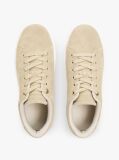 Beige Suede Metallic Logo Cupsole Trainers  Women