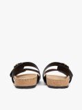 Black Leather Double Strap Cork Sandals  Women