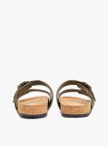 Green Leather Double Strap Cork Sandals  Women
