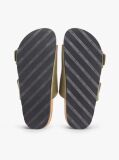 Green Leather Double Strap Cork Sandals  Women