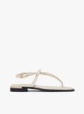 Beige Leather TH Monogram Gold-Tone Heel Sandals  Women