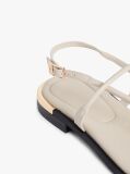 Beige Leather TH Monogram Gold-Tone Heel Sandals  Women
