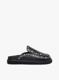 Black TH Monogram Stud Embellished Leather Mules  Women