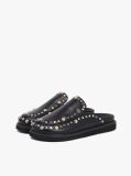Black TH Monogram Stud Embellished Leather Mules  Women
