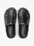 Black TH Monogram Stud Embellished Leather Mules  Women