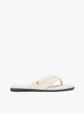 Beige Leather Toe Post Flat Sandals  Women