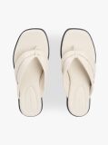 Beige Leather Toe Post Flat Sandals  Women
