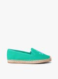 Green Logo Embroidery Canvas Espadrilles  Women