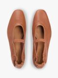 Brown Leather Elasticated Strap Ballerinas  Women
