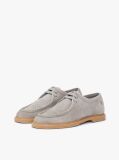 Grey TH Monogram Suede Moc Toe Loafers  Women