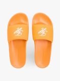 Orange Logo Embroidery Canvas Pool Slides  Women