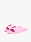 Pink Logo Embroidery Canvas Pool Slides  Women