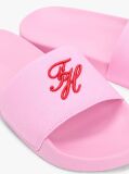 Pink Logo Embroidery Canvas Pool Slides  Women
